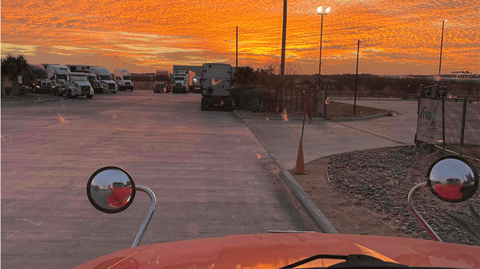 Truck driver parked at pickup location